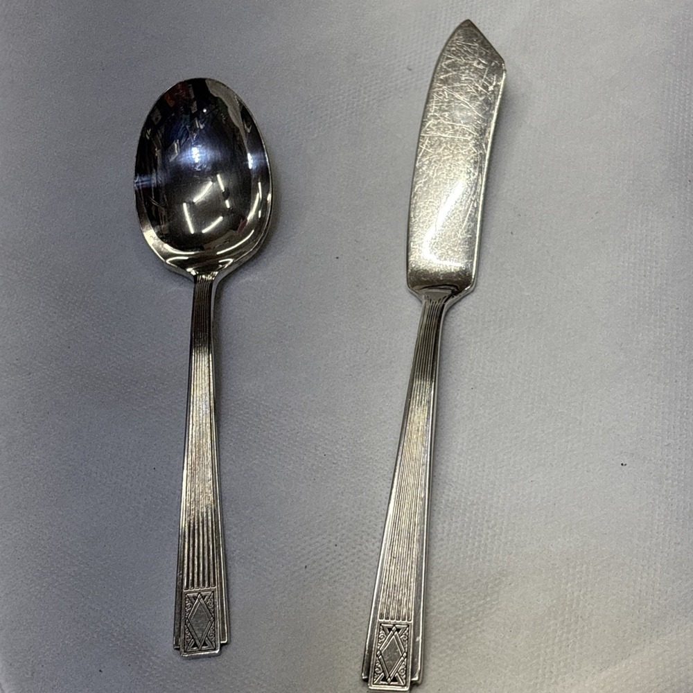 Community Silver Noblesse Art Deco Flatware Silverplate Vtg Sugar Spoon Butter